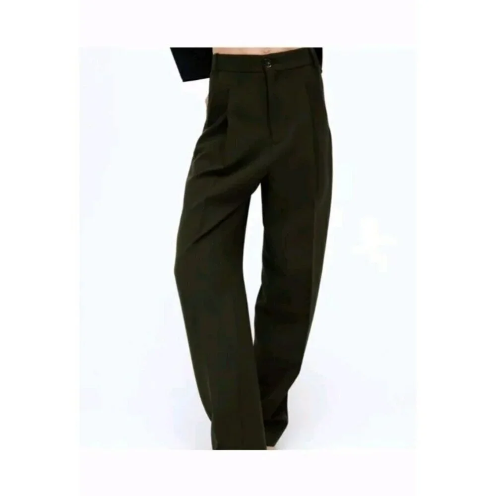 ZARA WOMAN NWT FW21 GREEN MID-RISE PANTS ALL SIZES 2761/266 13.5